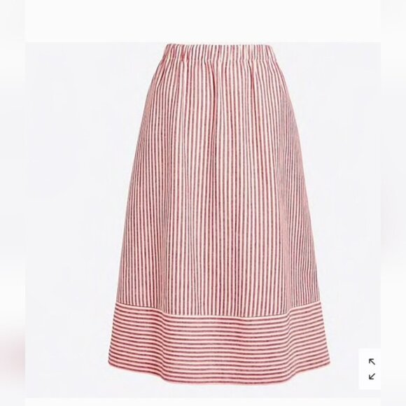 J. CREW | Red & White Stripe Linen Blend Skirt Women's Size XL 2018 G5893 - Picture 1 of 7